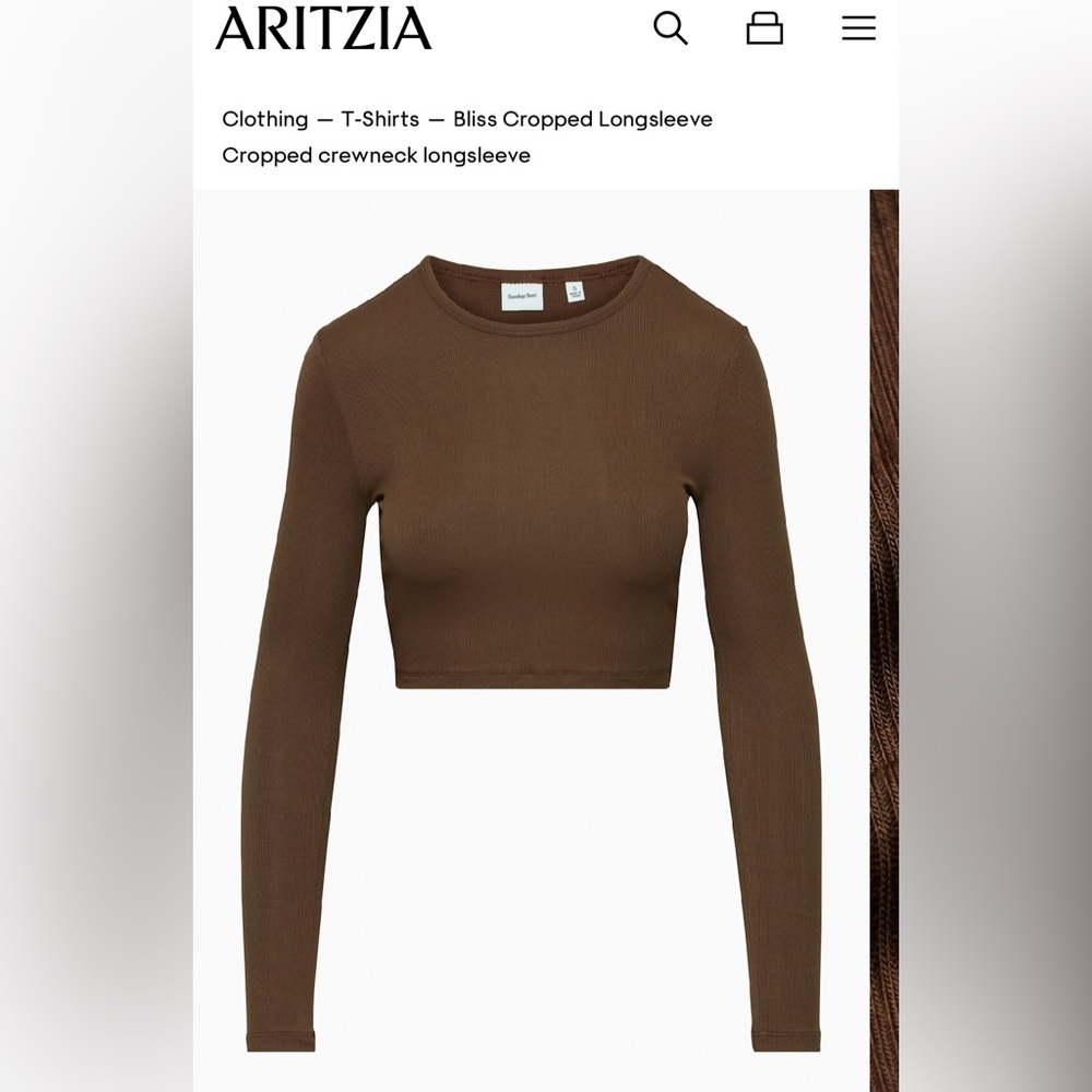 Aritzia Sunday Best Brown Cropped Long sleeve